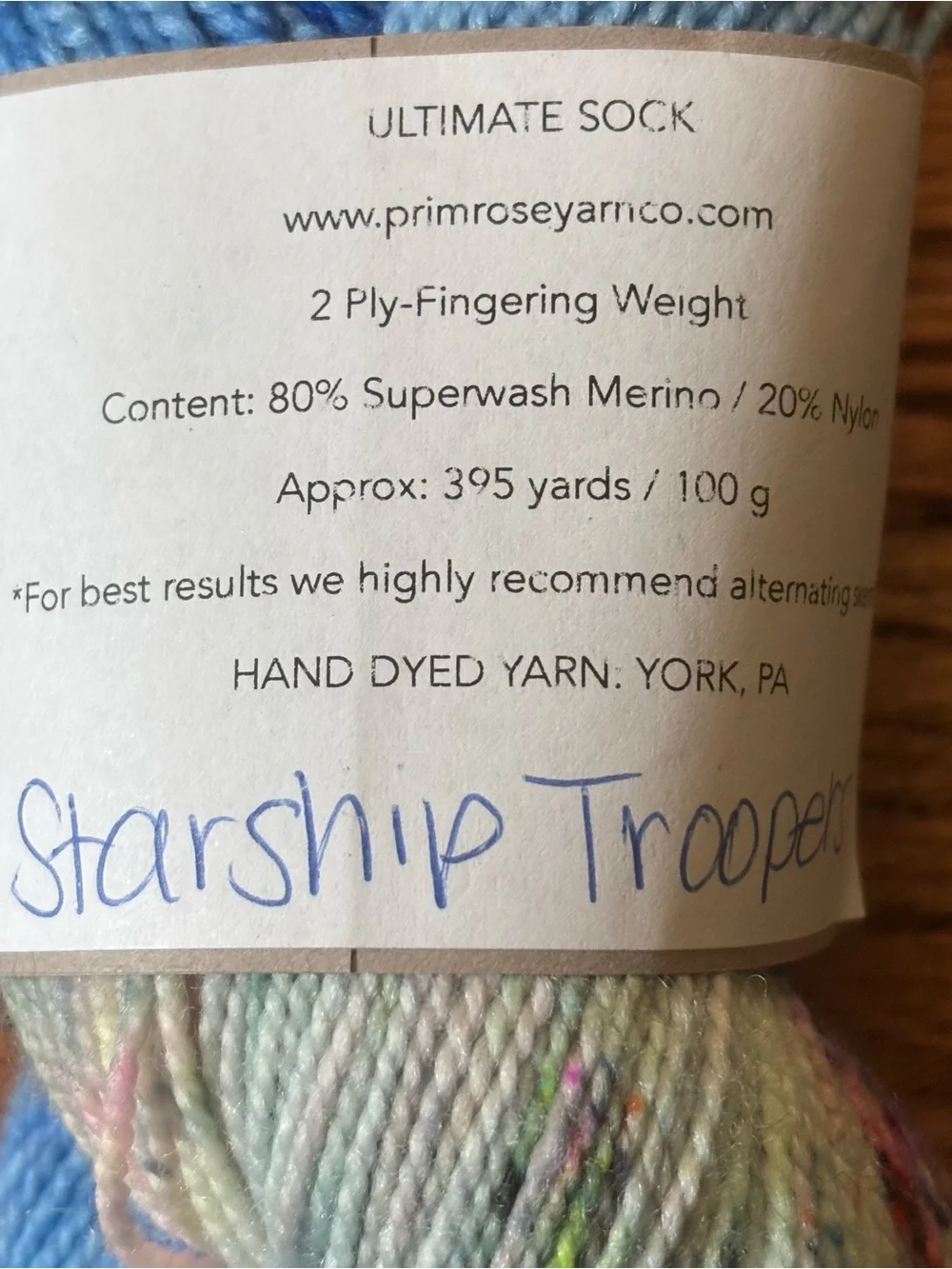 Primrose Yarn Co Ultimate Sock Hand-Dyed Yarn Blue Starship Troopers Wool Nylon